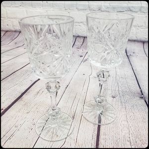 Carved Glass Wine Goblets